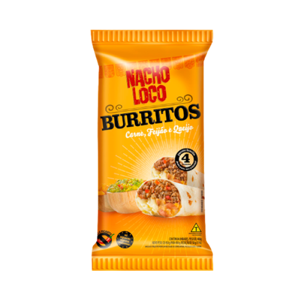 BURRITO DE CARNE FEIJÃO QUEIJO 400G NACHO LOCO