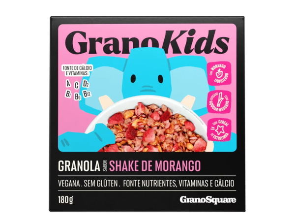 GRANOLA SABOR SHAKE DE MORANGO 180G GRANO SQUARE