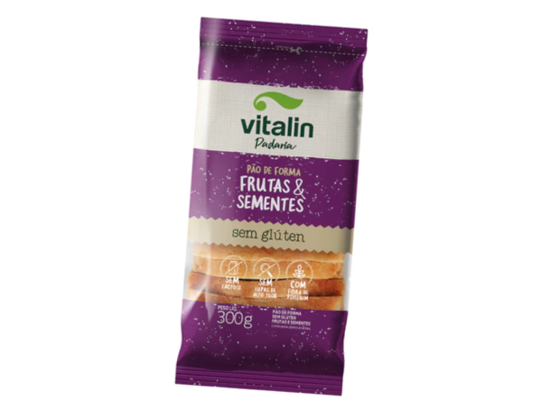 PÃO DE FORMA FRUTAS E SEMENTES SEM GLÚTEN 300G VITALIN