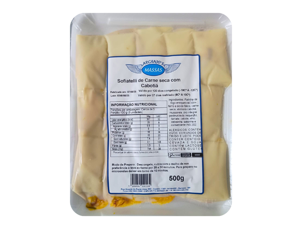 SOFIATELLI CARNE SECA COM CABOTIA 500G MASSAS ARCANJO´S