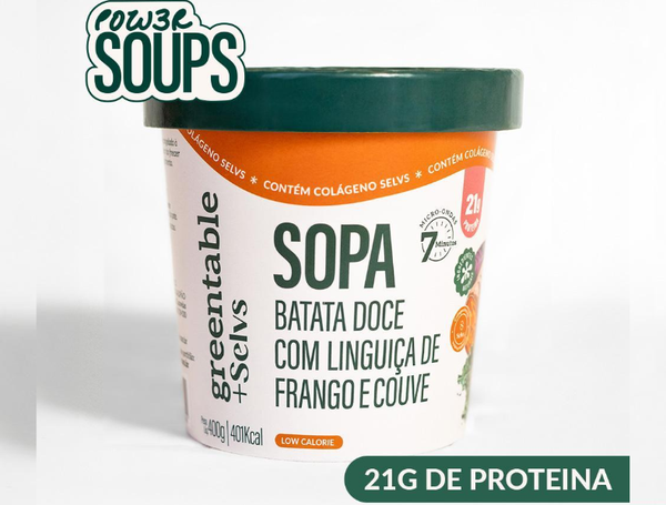 SOPA DE BATATA DOCE COM LINGUIÇA DE FRANGO 400G GREENTABLE