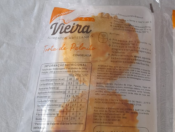 TORTA DE PALMITO 480G CASA VIEIRA