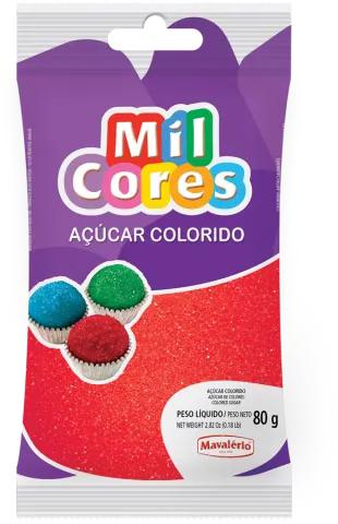 ACUCAR COLORIDO VERMELHO 80G MAVALERIO