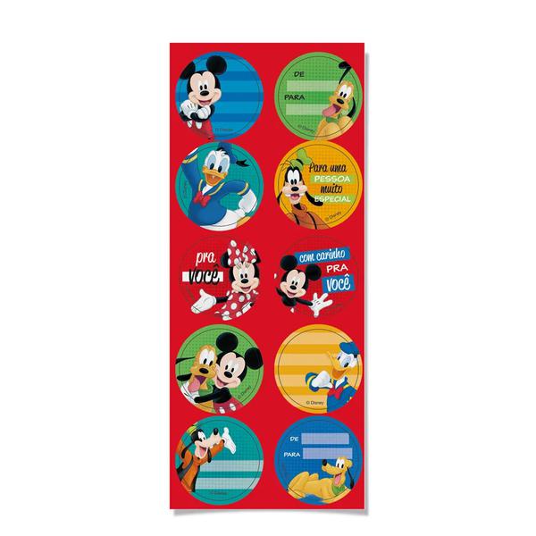 ADESIVO REDONDO MICKEY 10X23 CM C/10 UN CROMUS