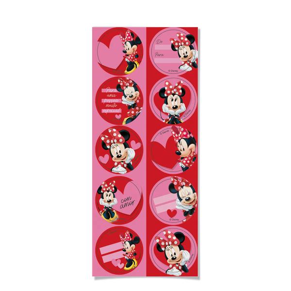 ADESIVO REDONDO MINNIE LOVE 10X23 CM C/10 UN CROMUS