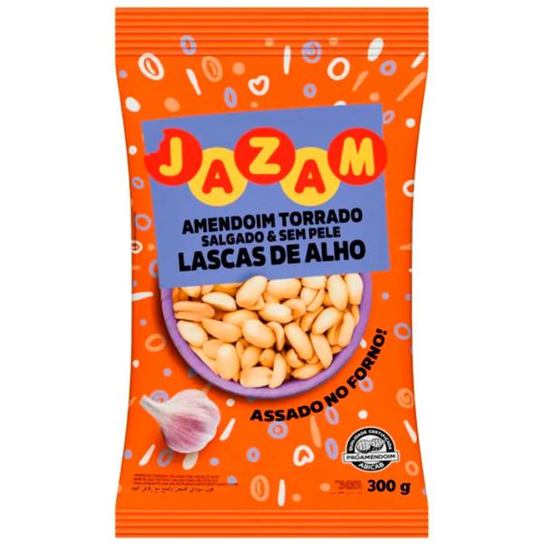 AMENDOIM TORRADO SALGADO COM LASCAS DE ALHO 300G JAZAM