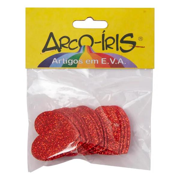 APLIQUE CORACAO COM GLITTER Nº2 15UN ARCO IRIS