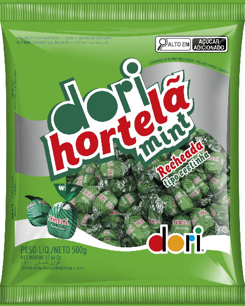 BALA DURA RECHEADA HORTELA 500G DORI