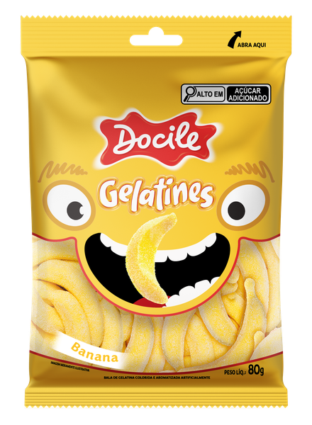 BALA GELATINA BANANA 80G DOCILE 8466