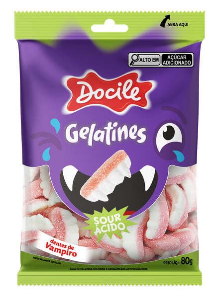 BALA GELATINA DENTES VAMP CITR 80G DOCILE 8722