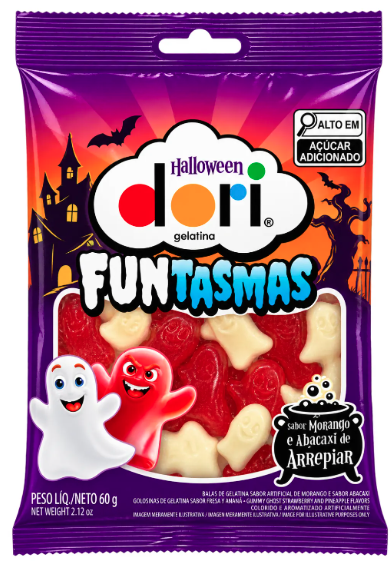 BALA GELATINA FANTASMA HALLOWEEN 60G DORI