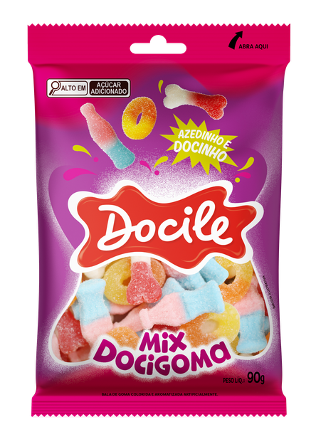 BALA GELATINA MIX DOCINHO E AZEDINHO 90G DOCILE