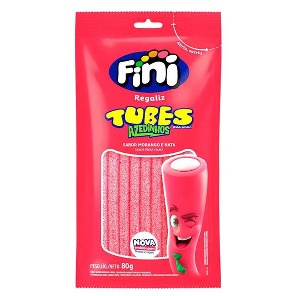 BALA GELATINA TUBES MORANGO CITRICO 80G FINI