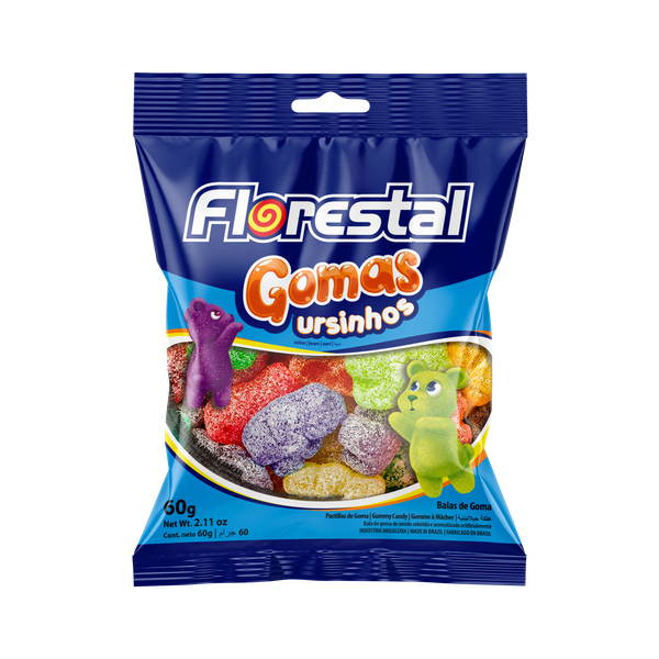 BALA GELATINA URSO SORTIDO 60G FLORESTAL