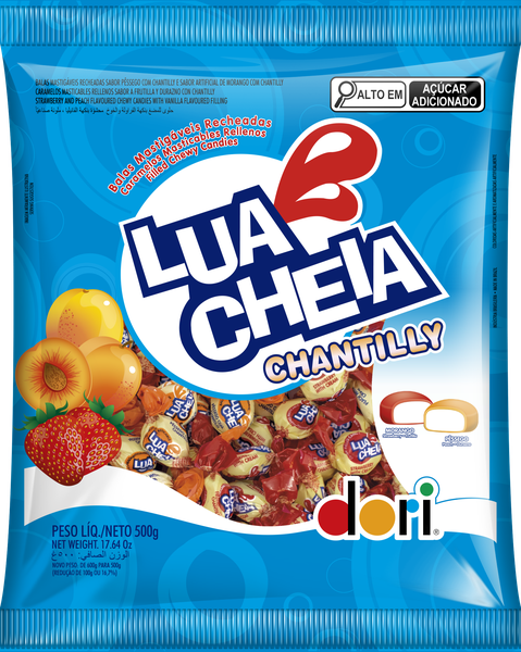 BALA MASTIGAVEL RECHEADA LUA CHEIA CHANTILLY 500G DORI