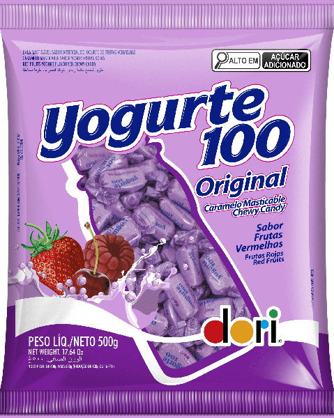 BALA MASTIGAVEL YOGURT 100 FRUTAS VERMELHAS 500G DORI