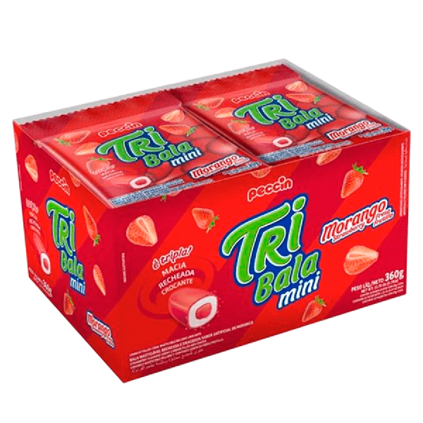 BALA MINI TRIBALA MORANGO 12X30G  PECCIN