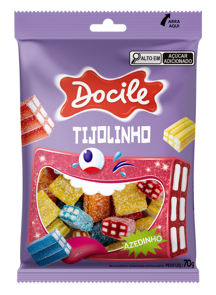 BALA REGALIZ TIJOLINHO 812 BITES SIZE 70G DOCILE