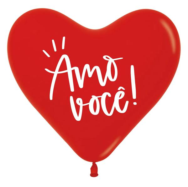 BALAO LATEX CORACAO Nº12 AMO VOCE VERMELHO UN CROMUS