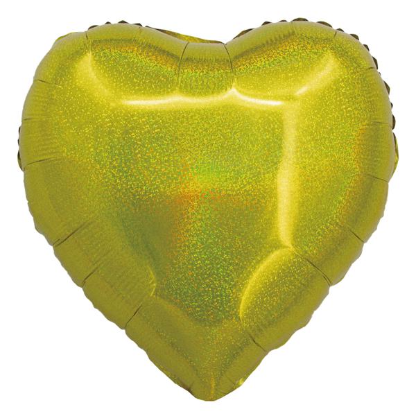 BALAO METALIZADO 10" CORACAO HOLOGRAFICO DOURADO 06UN SILVER
