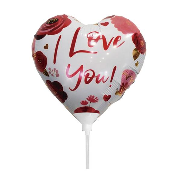 BALAO METALIZADO 10" CORACAO I LOVE YOU FLOWERS UN CELEBRATOON