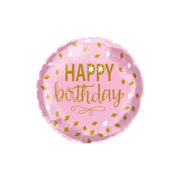 BALAO METALIZADO 10" HAPPY BIRTHDAY CONFETE DOURADO UN CELEBRATOON