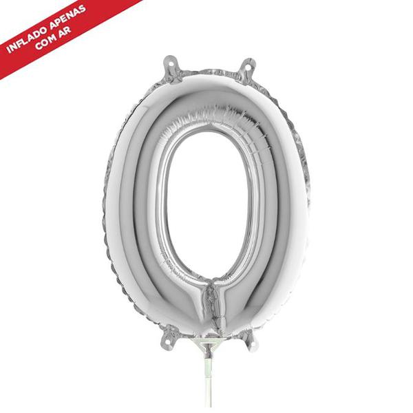 BALAO METALIZADO 14" Nº0 PRATA UN CELEBRATOON