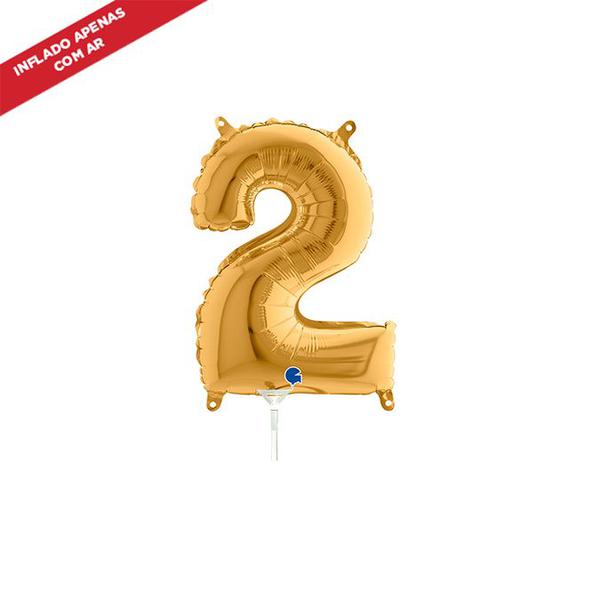 BALAO METALIZADO 14" Nº2 OURO UN CELEBRATOON