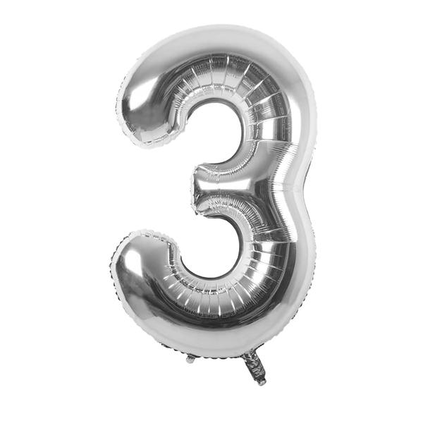 BALAO METALIZADO 14" Nº3 PRATA UN CELEBRATOON