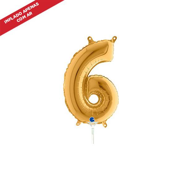 BALAO METALIZADO 14" Nº6 OURO UN CELEBRATOON
