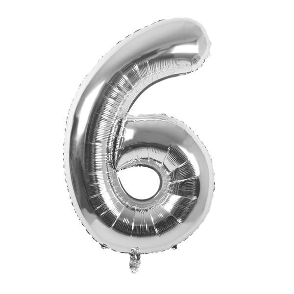 BALAO METALIZADO 14" Nº6 PRATA UN CELEBRATOON