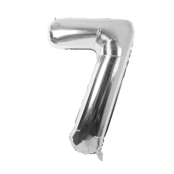 BALAO METALIZADO 14" Nº7 PRATA UN CELEBRATOON