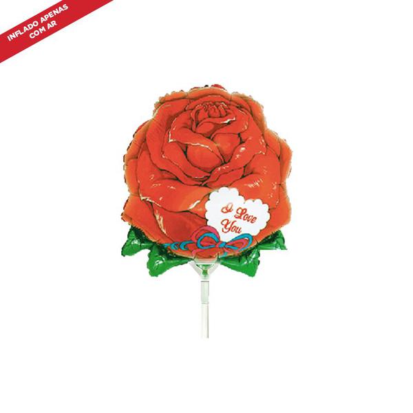 BALAO METALIZADO 14" ROSA Y LOVE YOU UN MEGATOON