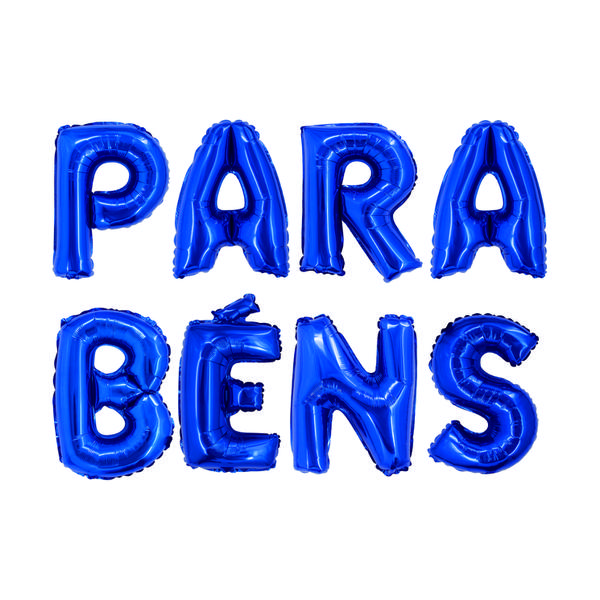 BALAO METALIZADO 16" PARABENS AZUL UN SILVER