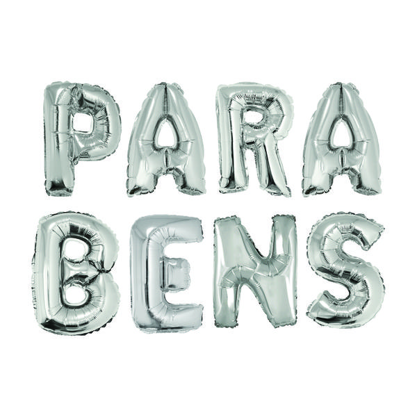 BALAO METALIZADO 16" PARABENS PRATA UN SILVER