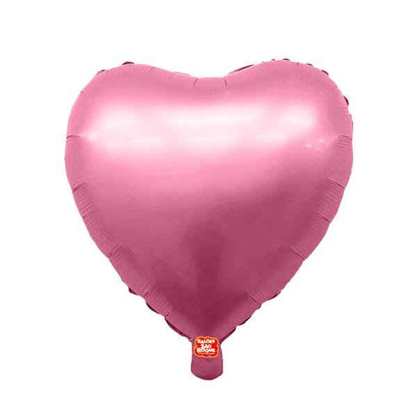 BALAO METALIZADO 18" 45CM CORACAO ROSA FOSCO UN SAO ROQUE