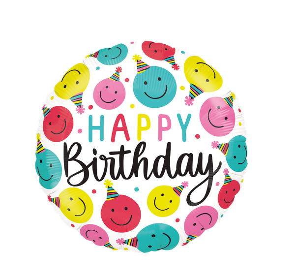 BALAO METALIZADO 18" BIRTHDAY CARINHAS UN CELEBRATOON