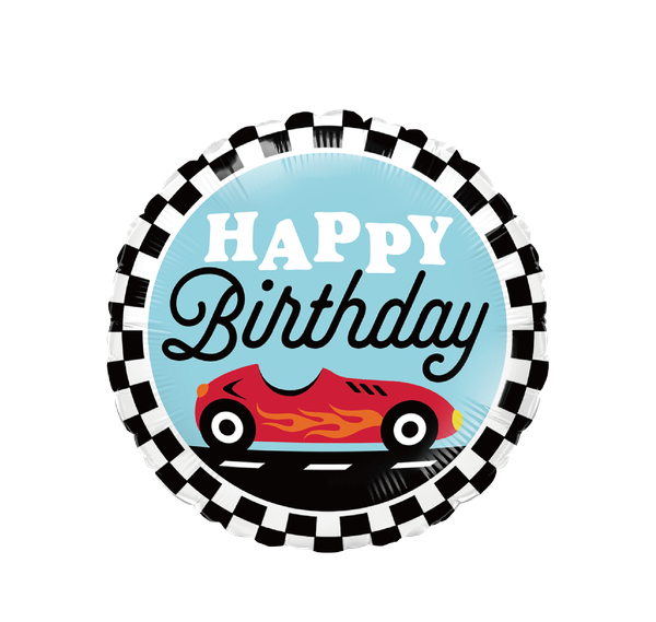 BALAO METALIZADO 18" BIRTHDAY CARRO DE CORRIDA  UN CELEBRATOON