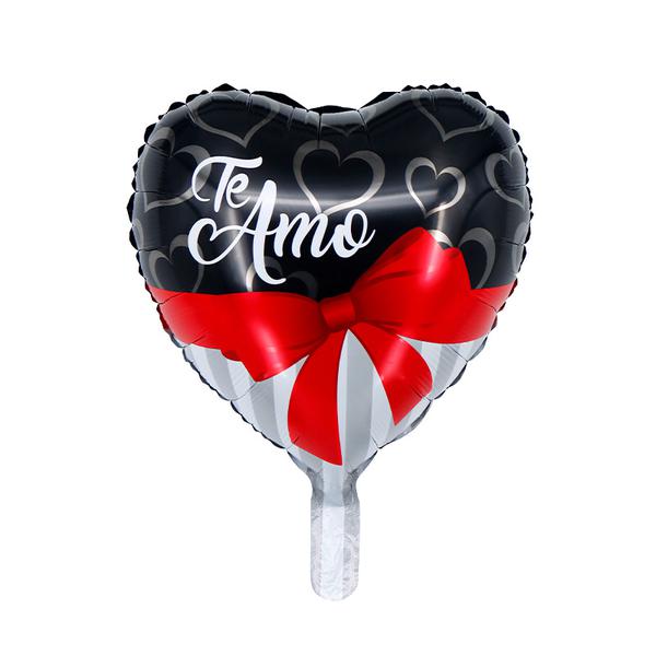 BALAO METALIZADO 18" CORACAO TE AMO LACO VERMELHO UN CELEBRATOON