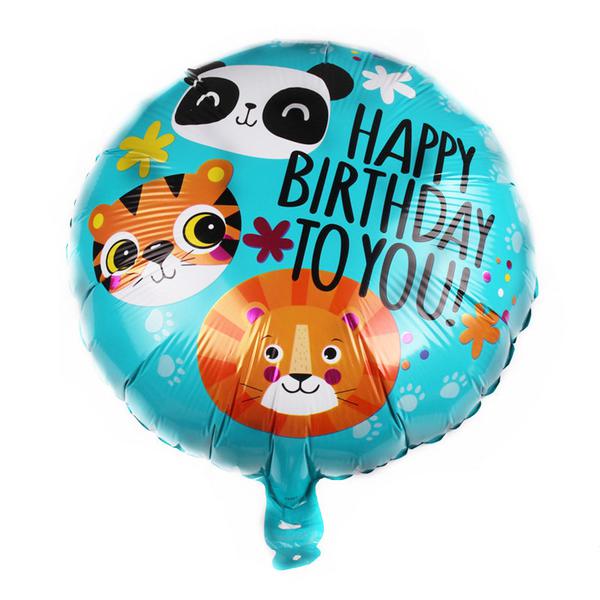 BALAO METALIZADO 18" HAPPY BIRTHDAY ANIMAIS UN CELEBRATOON