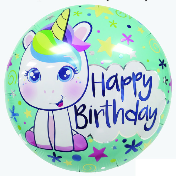 BALAO METALIZADO 18" HAPPY BIRTHDAY UNICORNIO MAGICO UN CELEBRATOON