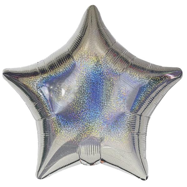 BALAO METALIZADO 19" ESTRELA HOLOGRAFICA PRATA UN CELEBRATOON