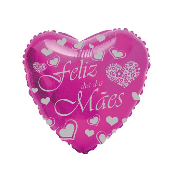 BALAO METALIZADO 20" CORACAO PINK FELIZ DIA DAS MAES UN MEGATOON