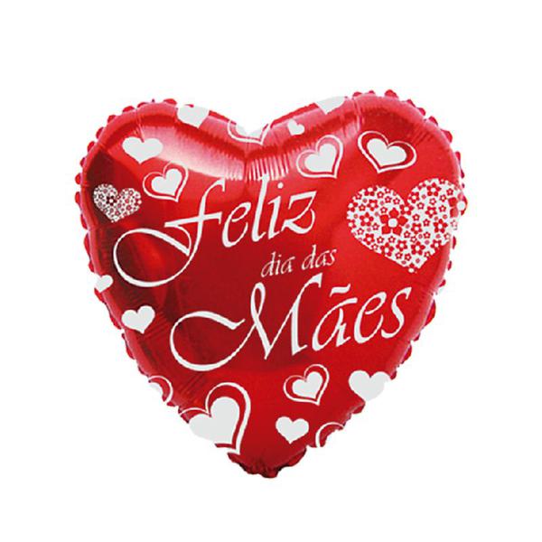 BALAO METALIZADO 20" CORACAO VERMELHO FELIZ DIA DAS MAES UN MEGATOON