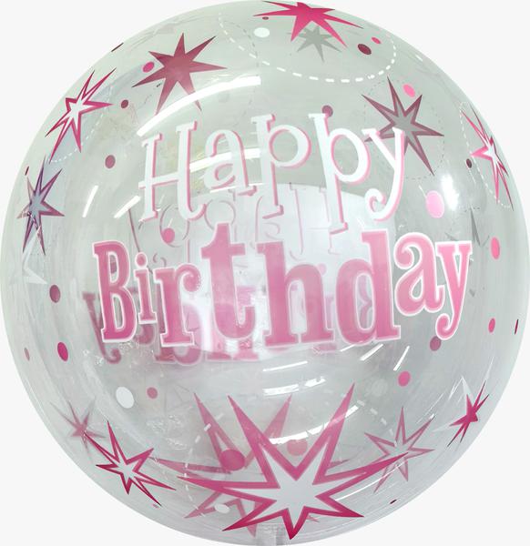 BALAO METALIZADO 20" GLOBO HAPPY BIRTHDAY ESTRELA PINK UN CELEBRATOON
