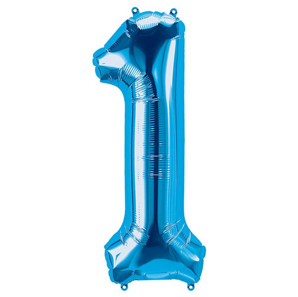 BALAO METALIZADO 28" Nº1 AZUL ROYAL UN CELEBRATOON