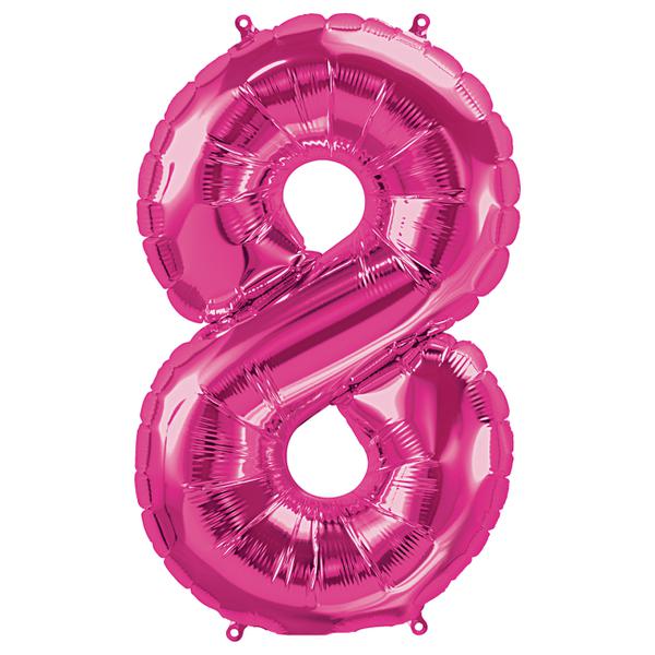 BALAO METALIZADO 28" Nº8 PINK UN CELEBRATOON