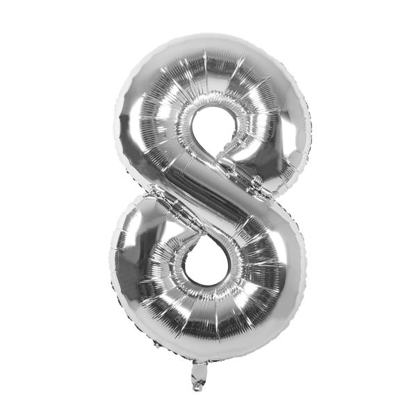 BALAO METALIZADO 28" Nº8 PRATA UN CELEBRATOON