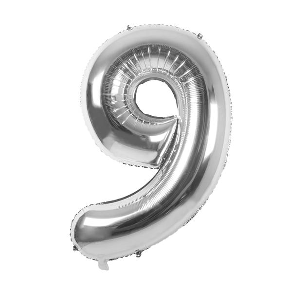 BALAO METALIZADO 28" Nº9 PRATA UN CELEBRATOON