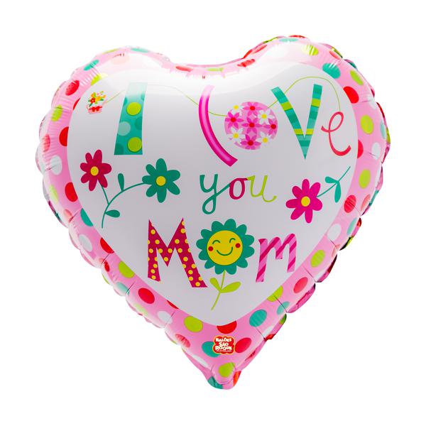 BALAO METALIZADO 45CM CORACAO LOVE MOM UN SAO ROQUE